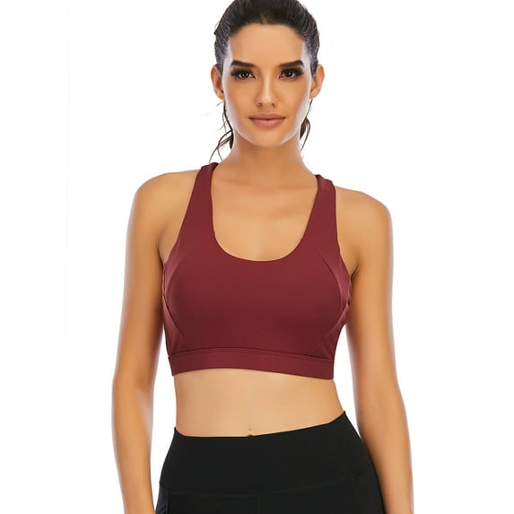 Women's Strappy Sports Bra Padded Workout Yoga Fitness Bra Medium Support Cross Back Sexy Cute Activewear Tops