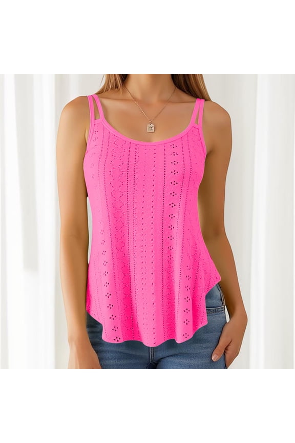 Women's Strappy Tank Top Round Neck Sleeveless Layering for Daily Wear Versatile Basic 3x Tops for Women plus Size 4x for Women 3x plus Top Back Cut Top Women Long Tunic Berry Top Women Beach