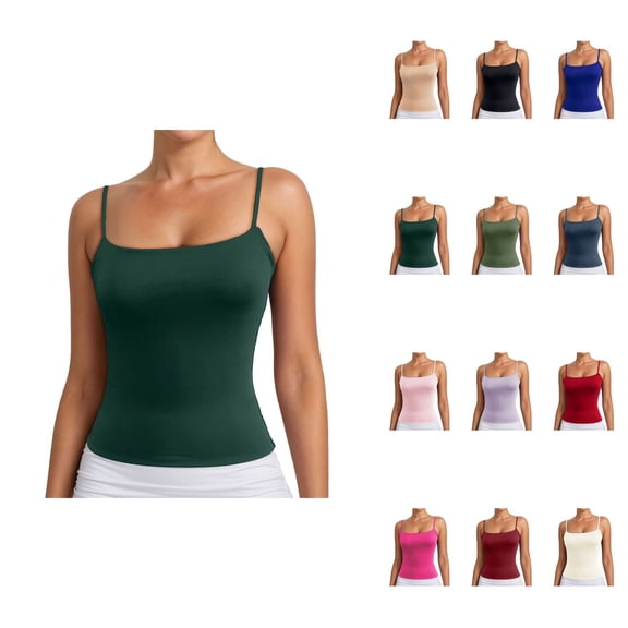 Women's Strappy Tank Top, Sleeveless Basic Camisole Pure Color Layering Piece for Casual Everyday Wear, Vacation & Outfit Styling