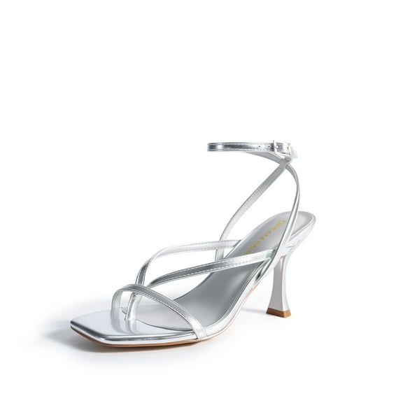 DREAM PAIRS Women's Strappy Kitten Heels Lace Up Open Square Toe Thong Ankle Strap Sandals Dressy Sexy Sylvestra Heeled Shoes for Party Wedding Evening