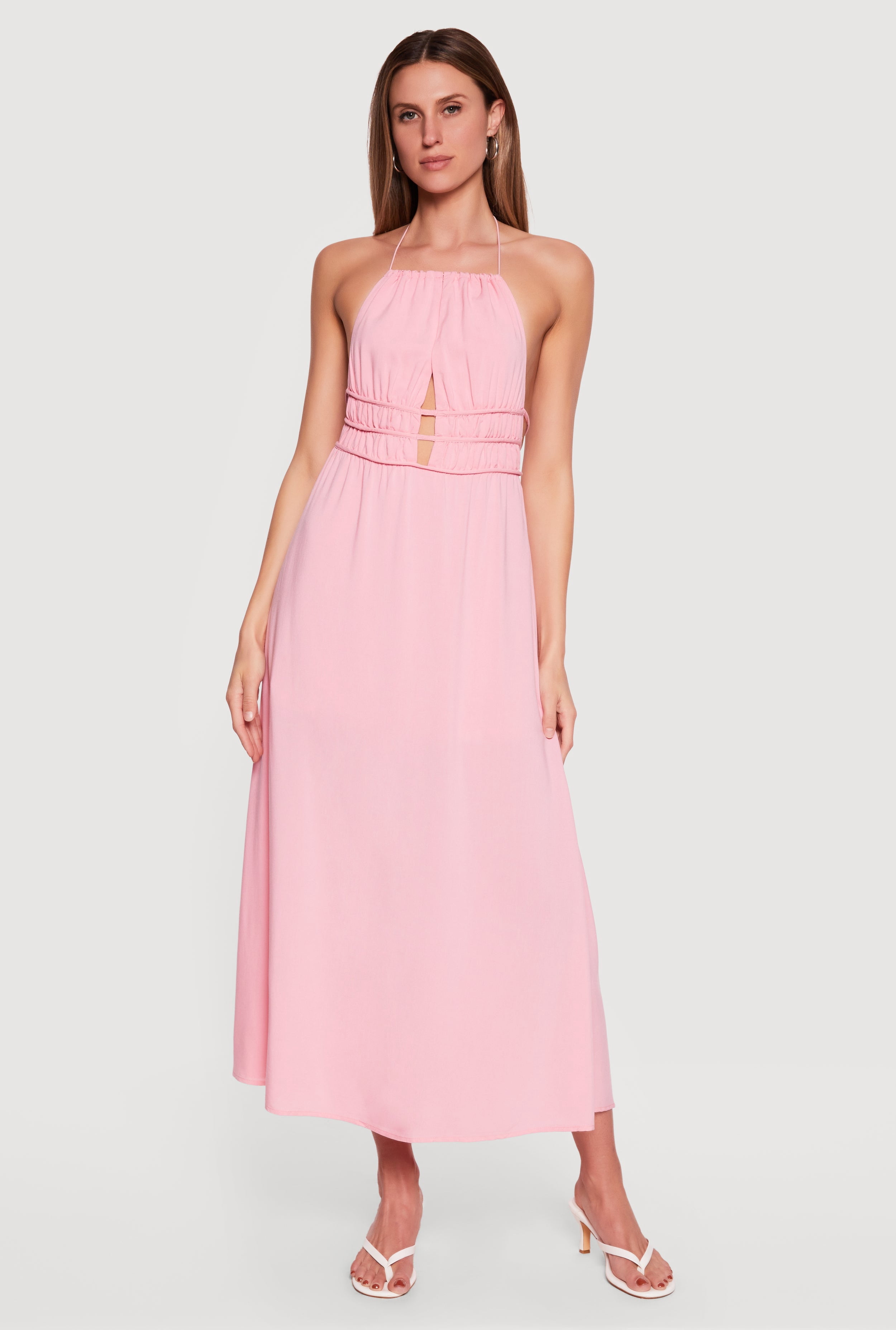 tie-back halter maxi dress Tie-Back Halter Maxi Dress