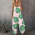 thumbnail image 1 of Spaghetti Strap Jumpsuits Overalls for Women Sleeveless Pockets Graphic Loose Summer Rompers Casual Wide Leg Long Pants, 1 of 7