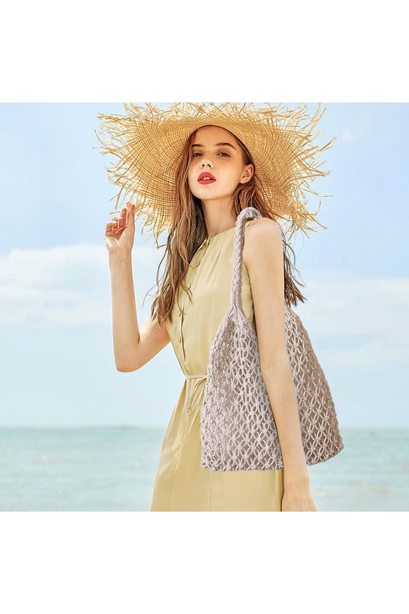 Women’s Straw Crochet Backpack, Casual Beach Daypack, Flap Drawstring Purse, Multifunctional Shoulder Bag for Summer Travel, Clutch Bag for Girls and Women
