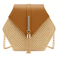 thumbnail image 1 of Women's Straw Crossbody Bag Summer Beach Shoulder Bag Brown Small Pause with Chain Tassel, 1 of 10