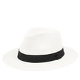 thumbnail image 1 of Women's Straw Fedora Hat Cuban Panama Wide Brim Summer Beach, 1 of 2
