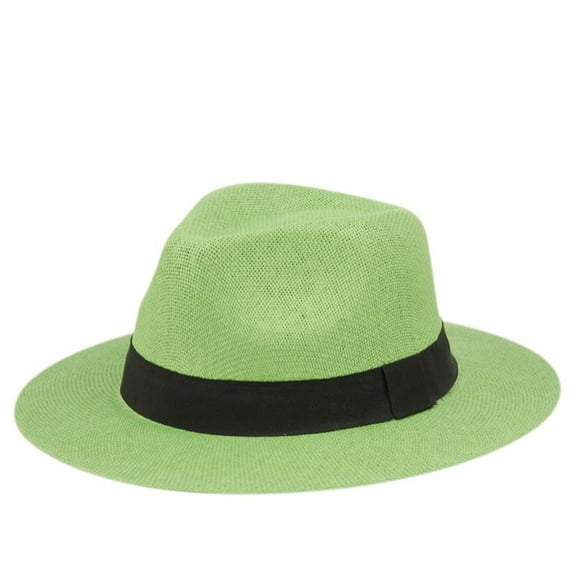 Women's Straw Fedora Hat Cuban Panama Wide Brim Summer Beach