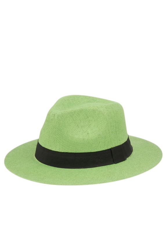 Women's Straw Fedora Hat Cuban Panama Wide Brim Summer Beach