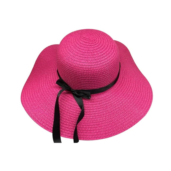 Women's Straw Hat, Wide Brim Floppy Beach Cap with UPF 50  Sun Protection