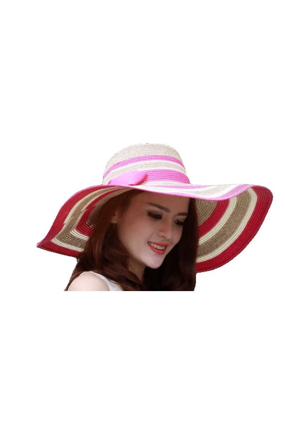 Women's Straw Striped Summer Floppy Hat