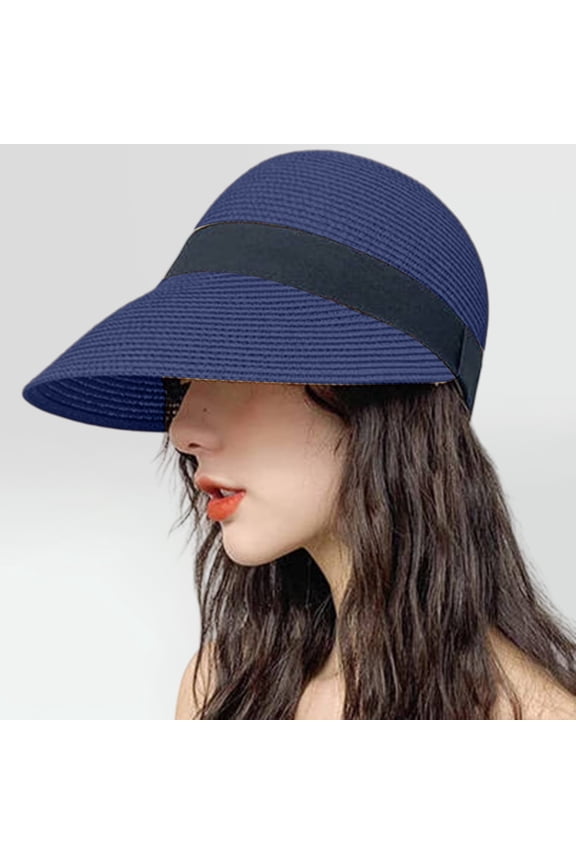 Women's Straw Sun Hat Fashion Solid Color Casual Beach Hat Quick Drying Adjustable Summer Sun Cap Makes Face Look Smaller Hat UV Protection Visor Hats M Color Blue