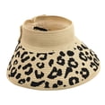 thumbnail image 1 of Women’s Straw Sun Visor Leopard Print With Adjustable Back Strap Wide Brim Sun Protection Hat, 1 of 7