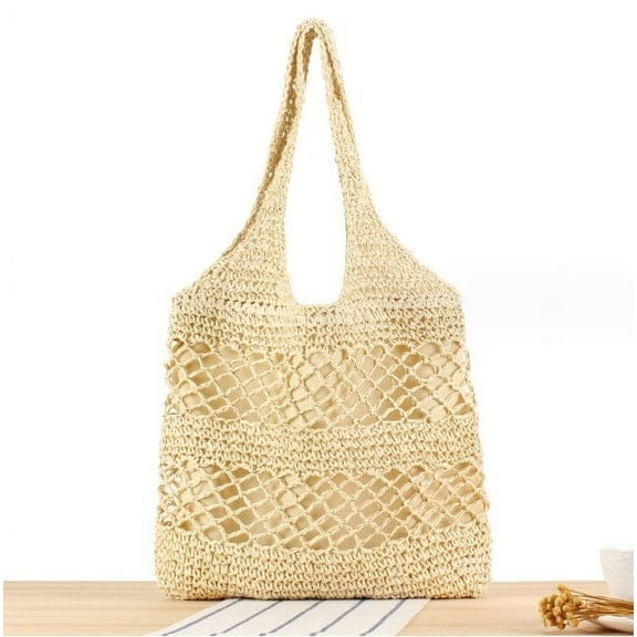 Women's Straw Top Zip Tote, Summer Tote