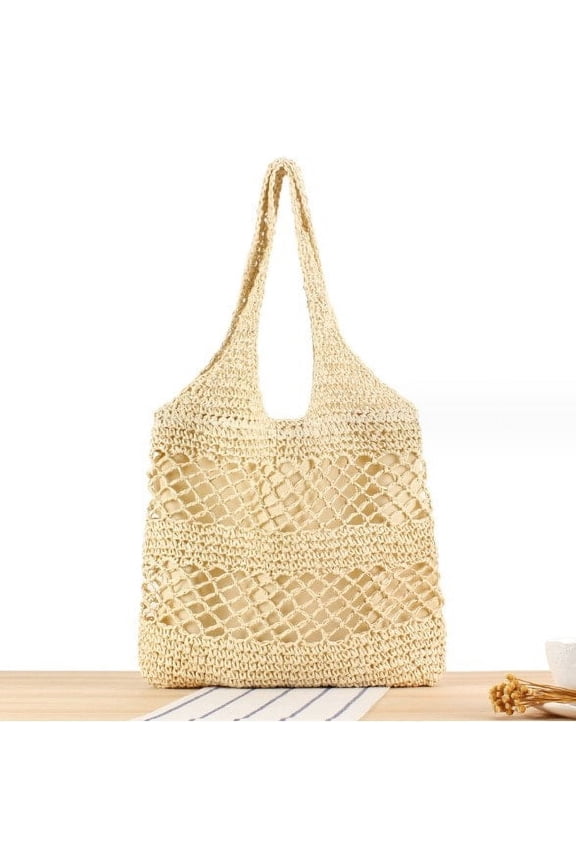 Women's Straw Top Zip Tote, Summer Tote