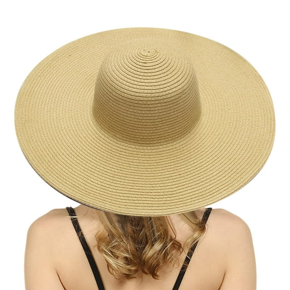 Women's Straw Wide Brim Hat – Foldable Uv Protection Sun Hat for Gardening, Travel & Outdoor Clearance, Yubnlvae Hats for Women Wide Bongrace Women Beach Hat , Beige, One Size