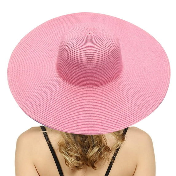Women's Straw Wide Brim Hat – Foldable Uv Protection Sun Hat for Gardening, Travel & Outdoor Clearance, Yubnlvae Hats for Women Wide Bongrace Women Beach Hat , Pink, One Size