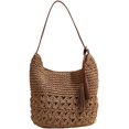 thumbnail image 1 of Women's Straw Woven Tote Bags Boho Handmade Crochet Wicker Hobo Shoulder Purse Summer Beach Travel Vacation Handbags, 1 of 8