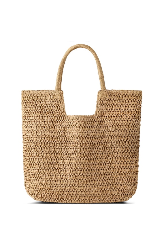Women's Straw Woven Tote Beach Bag, Natural
