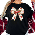 thumbnail image 1 of Women's Strawberry Center Bow Graphic Coquette Elegant Comfortable T Shirt Short Sleeve Round Neck Top Black S-5XL, 1 of 5