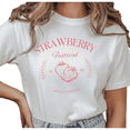 thumbnail image 1 of Women's Strawberry Festival 1968 Retro Pink Graphic Farmhouse Breathable T Shirt Short Sleeve Round Neck Top White S-5XL, 1 of 5