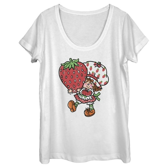 Women's Strawberry Shortcake Cartoon Cute Berry  Scoop Neck
