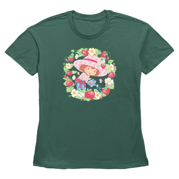 Women's Strawberry Shortcake Flower Wreath  Graphic T-Shirt
