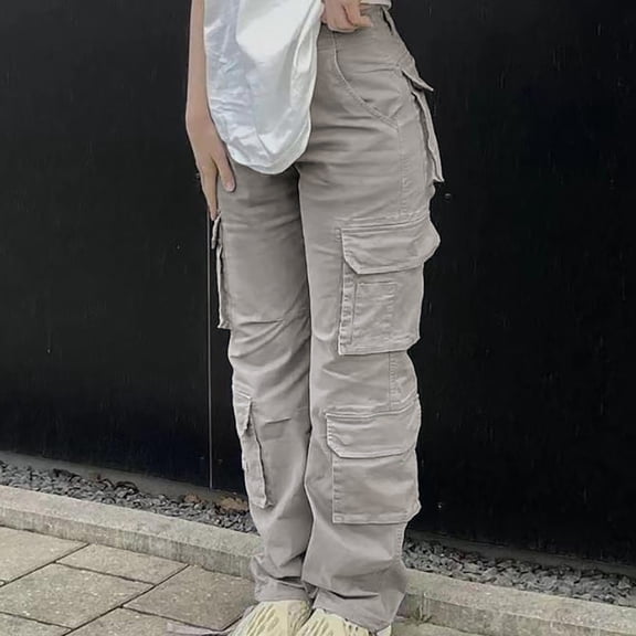 Women's Street Hop Style Low Waisted Pocket Pocket Casual Pants Women Pants Casual High Waist Summer Pants for Women Casual Wide Leg Womens Pants Casual Petite Womens plus Size Pants Casual Work Tan