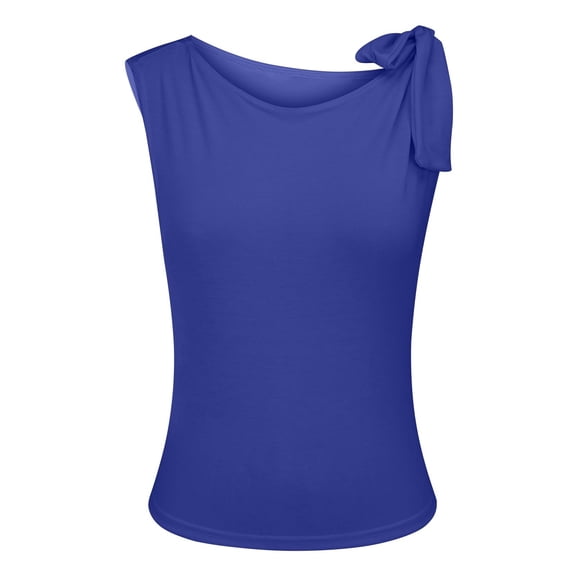 Women's Street Style Sleeveless Top - Sloping Collar Lace-Up Casual Vest | Yubnlvae | Fashion Street Style Sloping Collar Sleeveless Top with Slim Fit And (A | L)