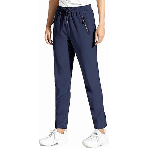 Women's Stretch Active Pants, Lightweight Comfy Casual Pants with Zipper Pockets