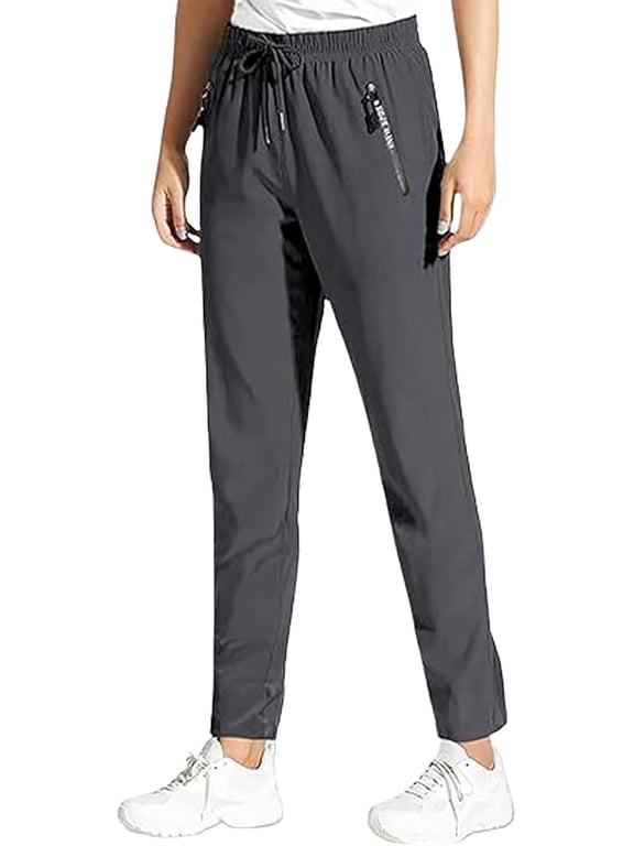 Women's Stretch Active Pants, Lightweight Comfy Casual Pants with Zipper Pockets