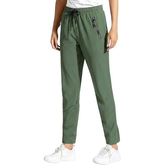 Women's Stretch Active Pants, Lightweight Comfy Casual Pants with Zipper Pockets