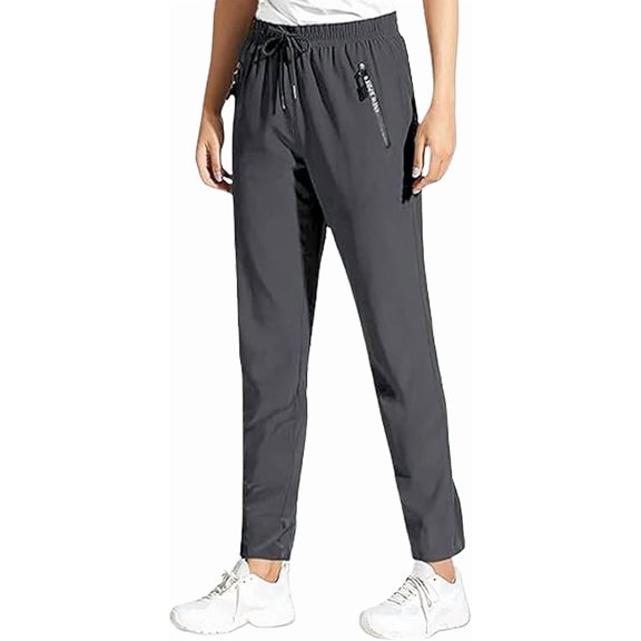 Women's Stretch Active Pants, Lightweight Comfy Casual Pants with Zipper Pockets