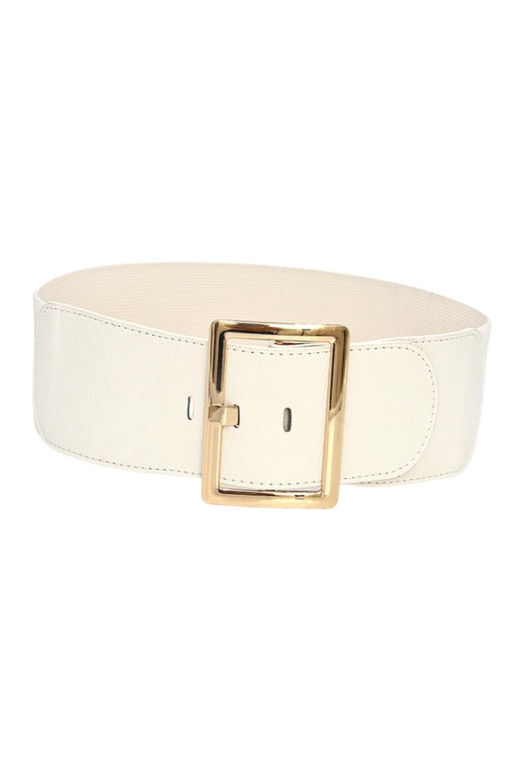 Women's Stretch Belt ,Stretch Buckle Waist Belt, Pants, Soft ,Wide Elastic Belt ,Chic ,Vintage Style Cinch Belt Cinch Waistband for Coat Women White