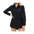 thumbnail image 1 of Womens Stretch Button Down Long Sleeve Shirt Soft Basic Wrinkle Free Work Business Formal Casual Blouse Black XL, 1 of 10