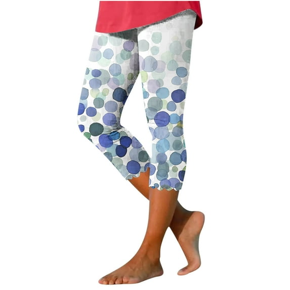 Women's Stretch Capri Leggings Under Tunic Tops and Dress Graphic Print Beach Capris Cropped Pants Underpants (Large, Navy 02)