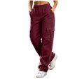 thumbnail image 1 of Women's Stretch Cargo Pants Baeitkot Women's Solid Color Stretch Cargo Pants With Elastic Waistband Button Zip Fly And Multi Pockets Outdoor Casual Hiking Trousers Wine S, 1 of 9