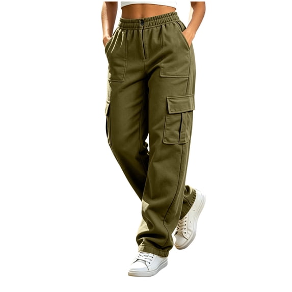 Women's Stretch Cargo Pants Baeitkot Women's Solid Color Stretch Cargo Pants With Elastic Waistband Button Zip Fly And Multi Pockets Outdoor Casual Hiking Trousers Army Green XL