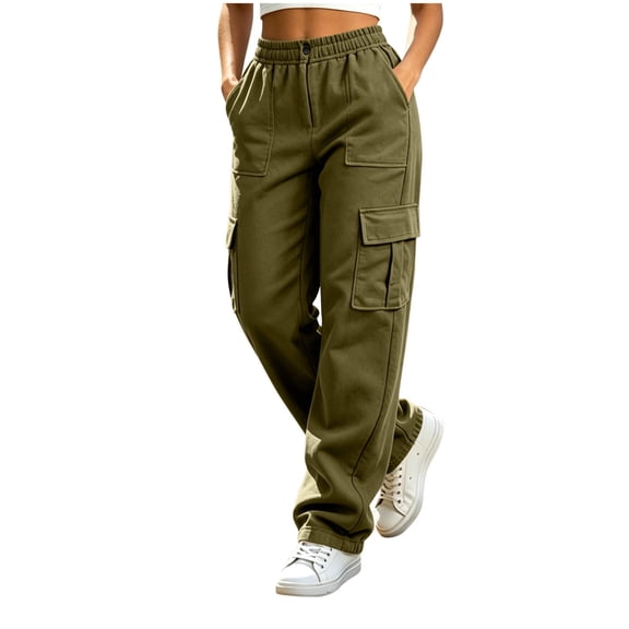 Women's Stretch Cargo Pants Baeitkot Women's Solid Color Stretch Cargo Pants With Elastic Waistband Button Zip Fly And Multi Pockets Outdoor Casual Hiking Trousers Army Green XL