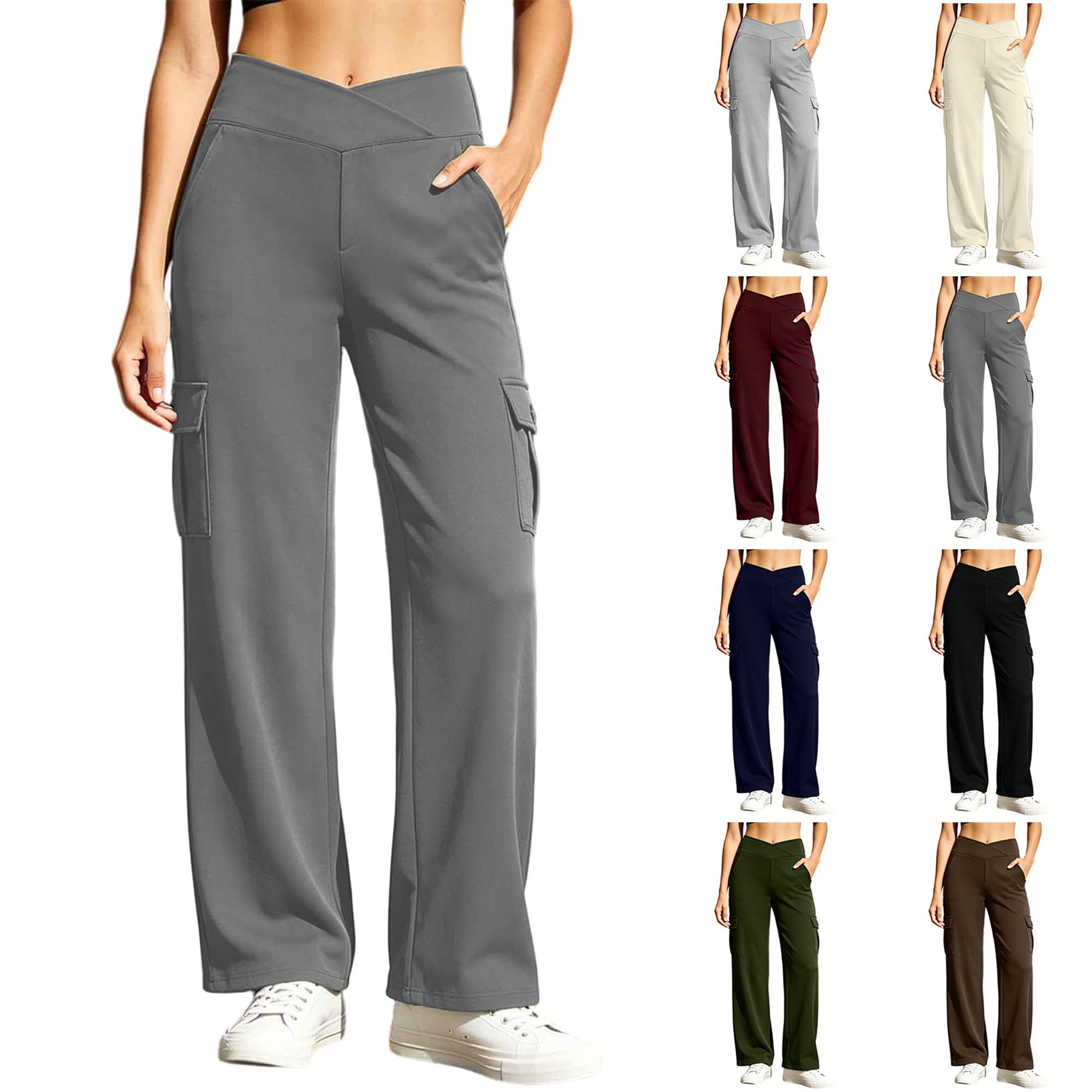パンツ draping slim flare cargo pants Women's Stretch Cargo Pants High Waist Bootcut Flare Leggings with
