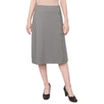 thumbnail image 1 of Women's Stretch Cotton Knit Faux Button Front Below the Knee A-Line Skirt, 1 of 10
