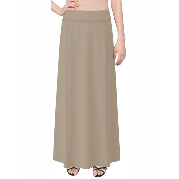Women's Stretch Cotton Knit Panel Maxi A-Line Skirt