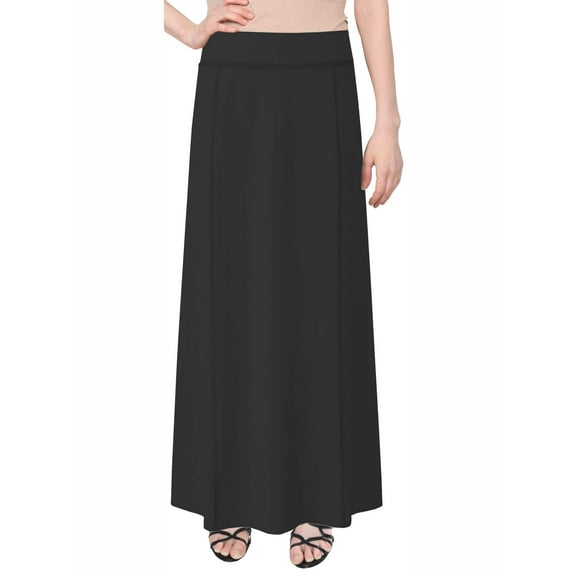 Women's Stretch Cotton Knit Panel Maxi A-Line Skirt