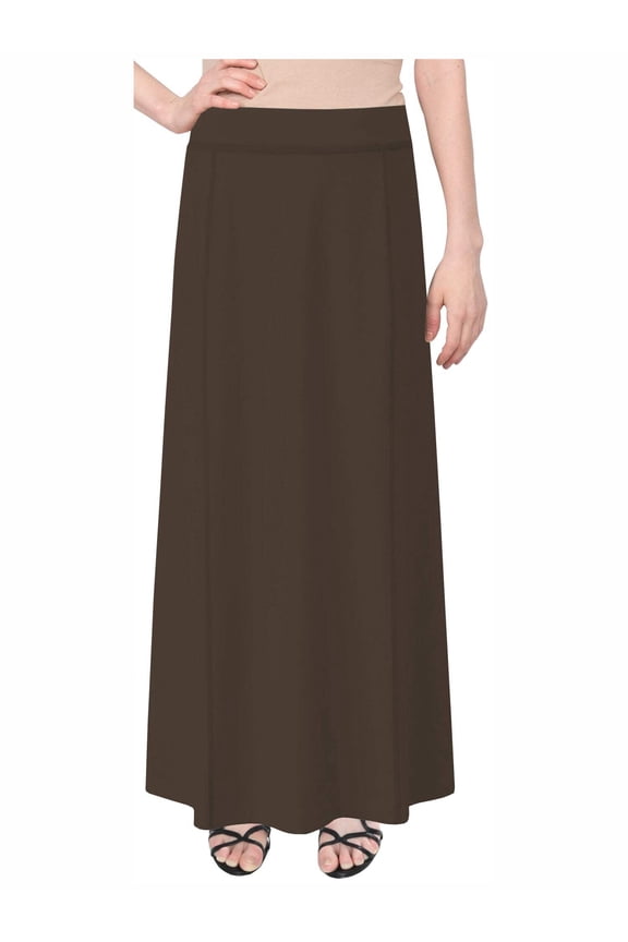 Women's Stretch Cotton Knit Panel Maxi A-Line Skirt