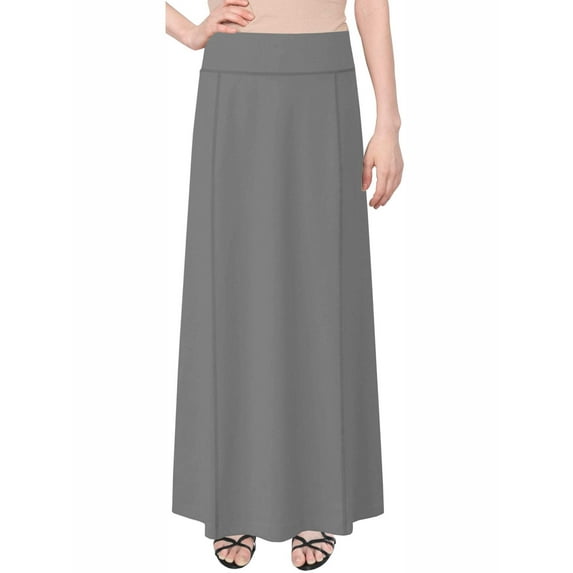 Women's Stretch Cotton Knit Panel Maxi A-Line Skirt