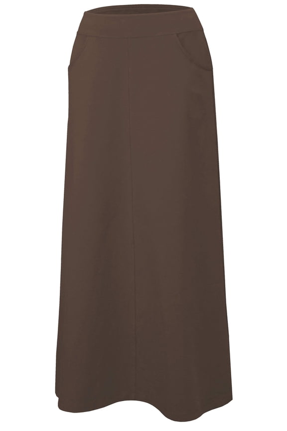 Women's Stretch Cotton Knit Western Style Ankle Length A-Line Skirt