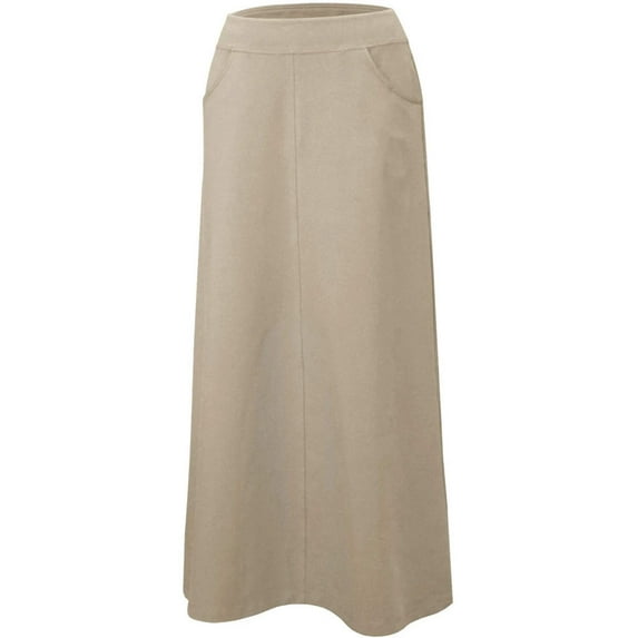 Women's Stretch Cotton Knit Western Style Ankle Length A-Line Skirt