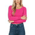 thumbnail image 1 of Women's Stretch Crop Top Pullover Sweater - Long Sleeve Slim Bodycon Crewneck Basic Casual Pullover Solid Cropped Knit Top MK3637-RPK-S, 1 of 5