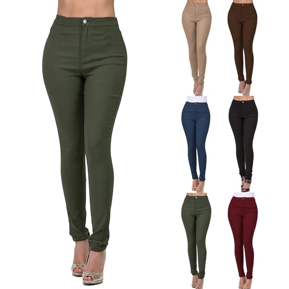 Women's Stretch Denim Leggings, High Waisted Tummy Control Slim Fit Jeans