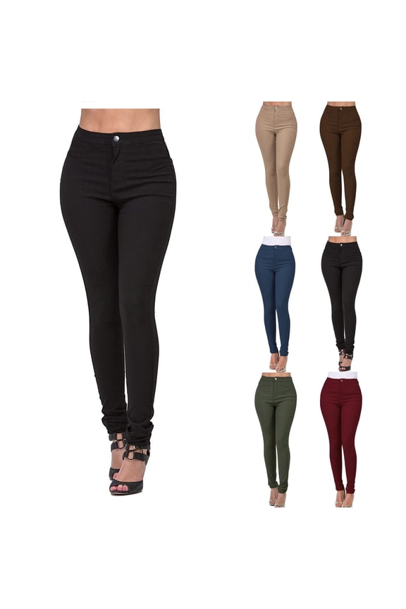 Women's Stretch Denim Leggings, High Waisted Tummy Control Slim Fit Jeans