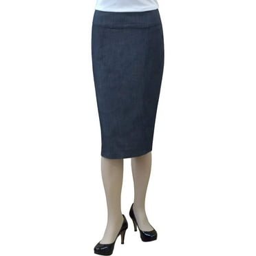 Women's Stretch Denim Panel Pencil Skirt