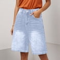 thumbnail image 1 of Women's Stretch Denim Shorts Loose Fit Comfortable Mid Length Casual Summer 5 Pocket Design, 1 of 8